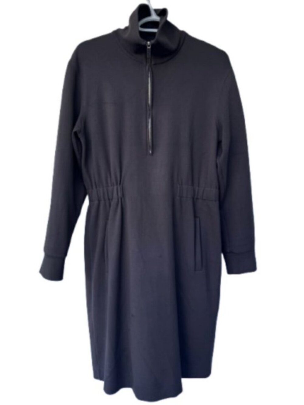 Marc Cain long sleeve quarter zip midi dress grey women's size N3